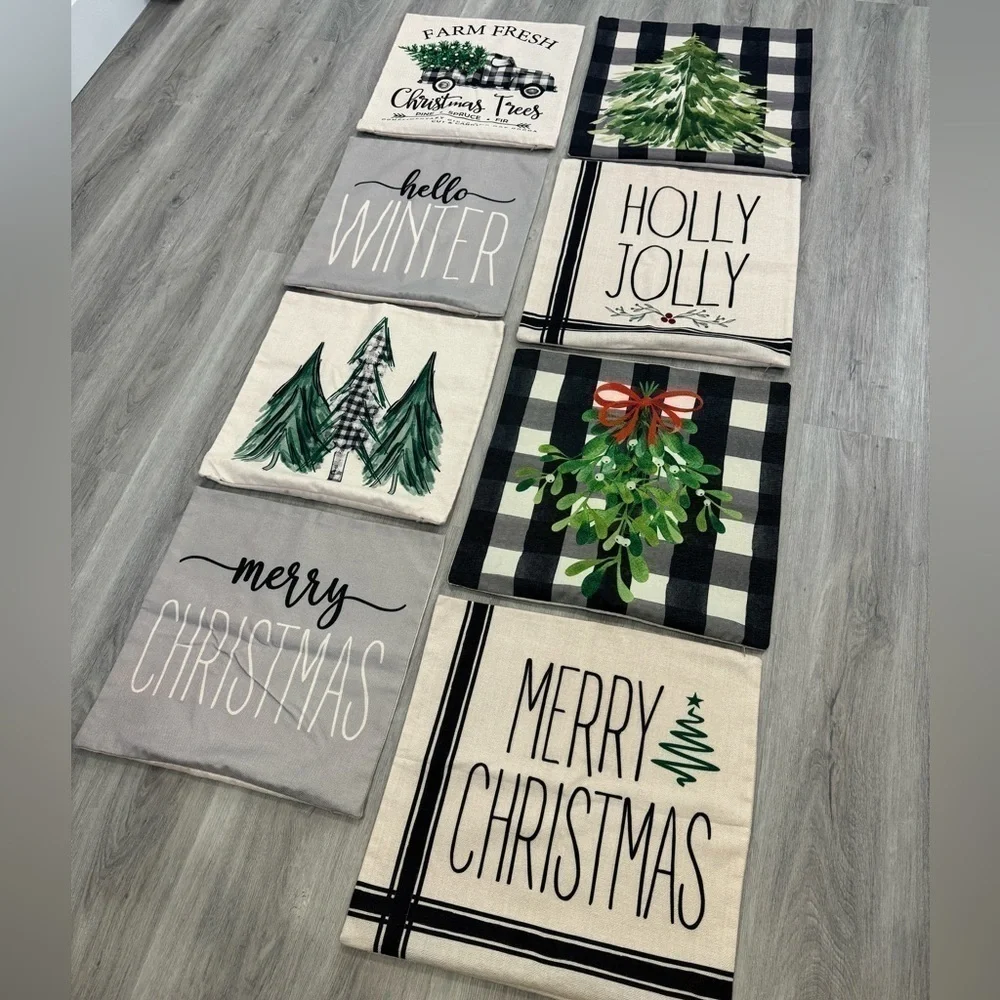 Christmas Decorative Pillow Covers 8 Count